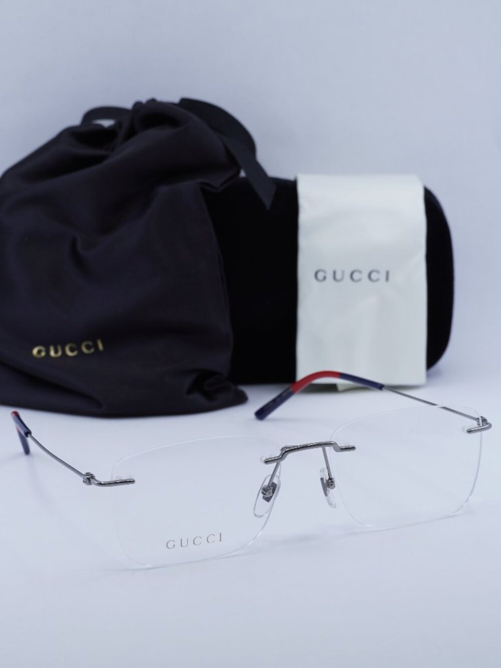 Gucci GG0399O 003 Rectangle Rimless Eyeglasses 56mm - Ruthenium